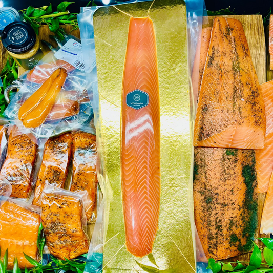 Premium schottischer Lachs Balyk-Cuts, kaltgeräuchert im Filet,  Balyk Filet Royal no•1